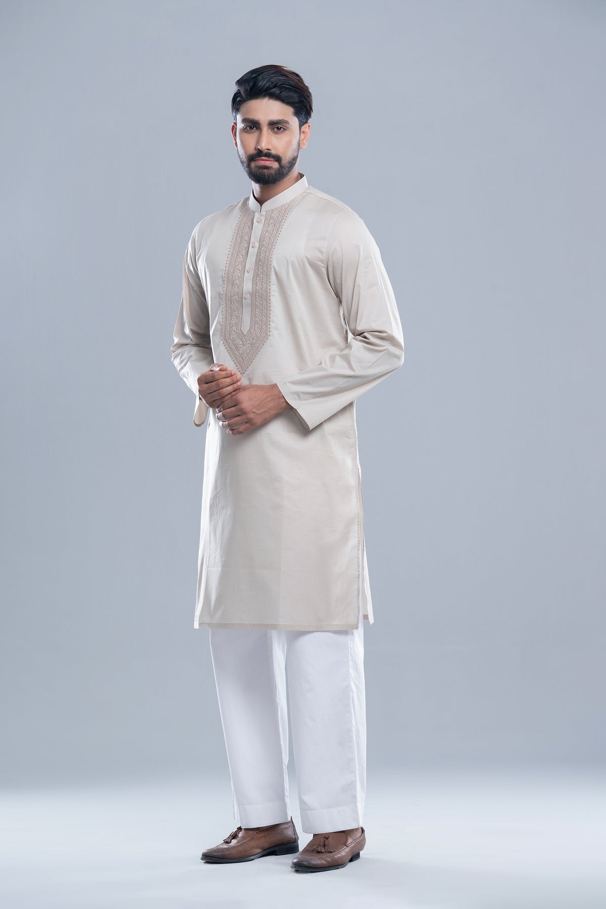 Regular Fit Embroidered Semi-Formal Panjabi