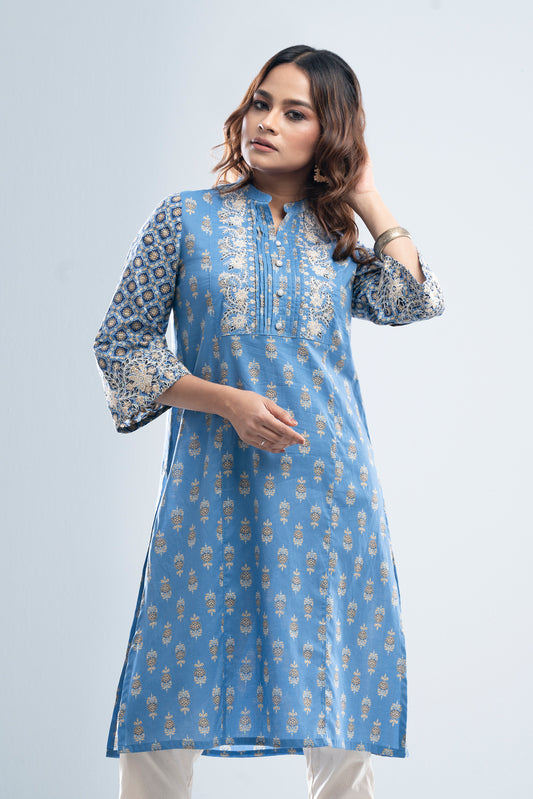 Mid-Length Reactive Printed Smart Fit Ethnic Kurta