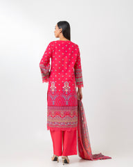 Smart Fit Embroidered Three-Piece Lawn with Chiffon Dupatta
