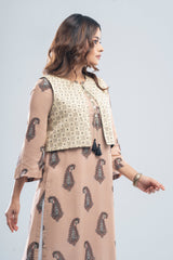 Allover Printed Short-Length Vest-Style Bolero Top