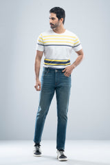 Hipster Fit Dark Blue Dobby Jeans