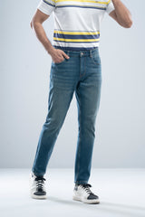 Hipster Fit Dark Blue Dobby Jeans