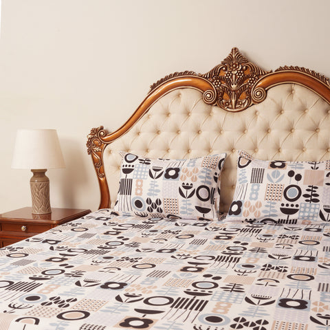 Bed Sheet - WHITE Multi (Queen Size)