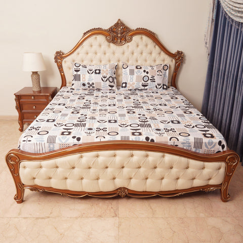 Bed Sheet - WHITE Multi (King Size)