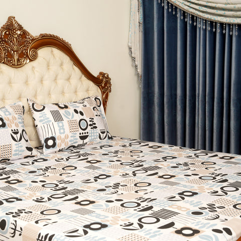 Bed Sheet - WHITE Multi (Queen Size)