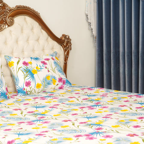 Bed Sheet - White Floral (Single Size)