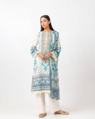 Smart Fit Embroidered Three-Piece Lawn with Chiffon Dupatta