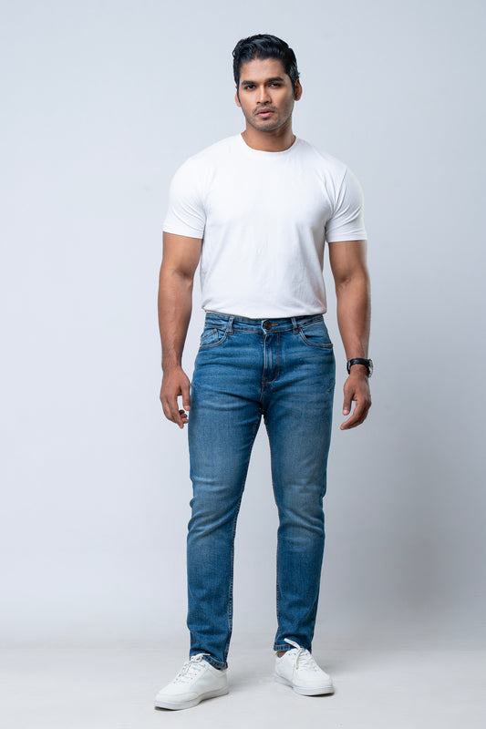Tapered Fit Blue Jeans