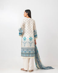 Smart Fit Embroidered Three-Piece Lawn with Chiffon Dupatta