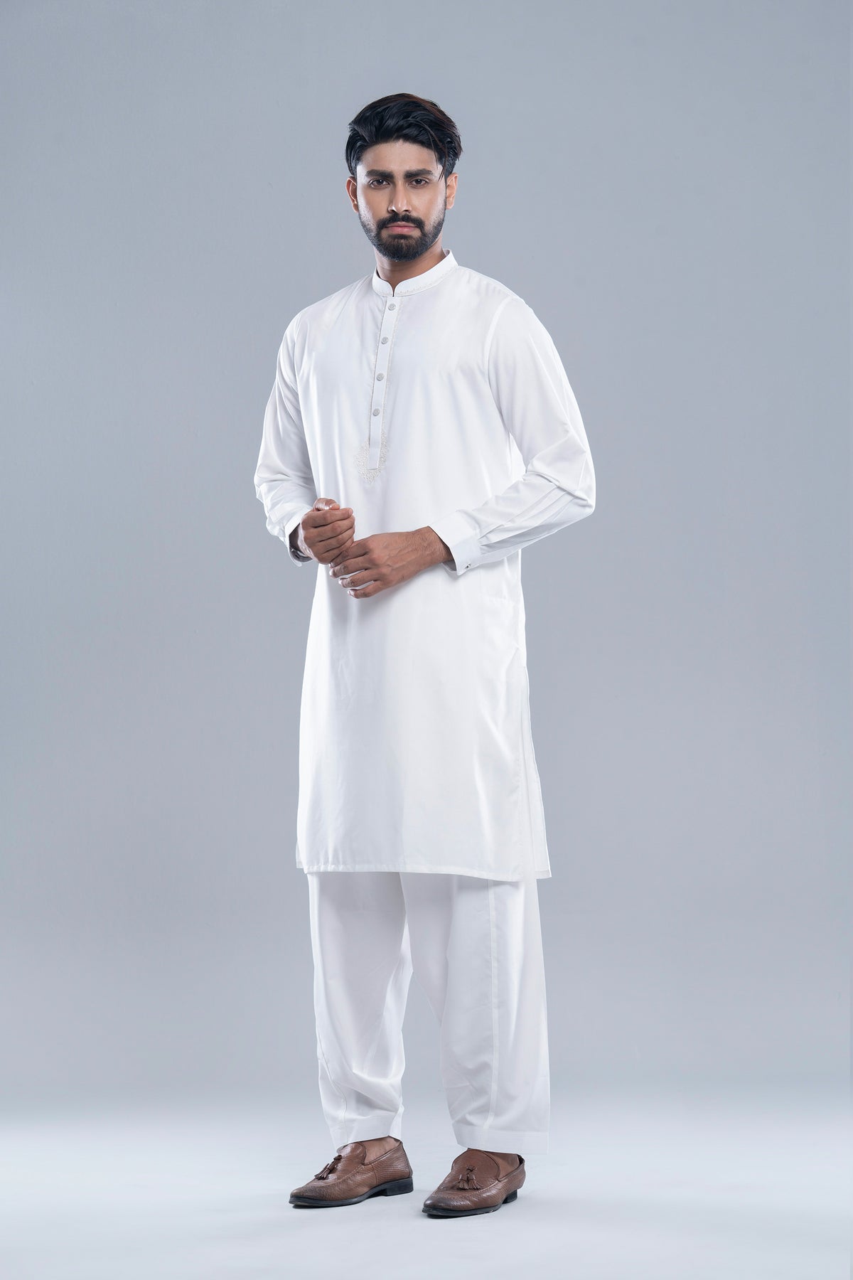Regular Fit Embroidered Formal Kabli Set