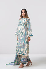 Relaxed Fit Digital Printed Three-Piece Lawn