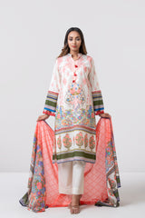 Relaxed Fit Digitally Printed Three-Piece Lawn with Cotton Dupatta