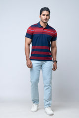 Regular Fit Indigo Yarn-Dyed Polo Shirt