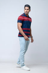 Regular Fit Indigo Yarn-Dyed Polo Shirt