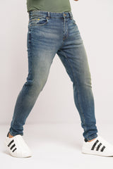 Carrot Fit Vintage Blue Dobby Jeans