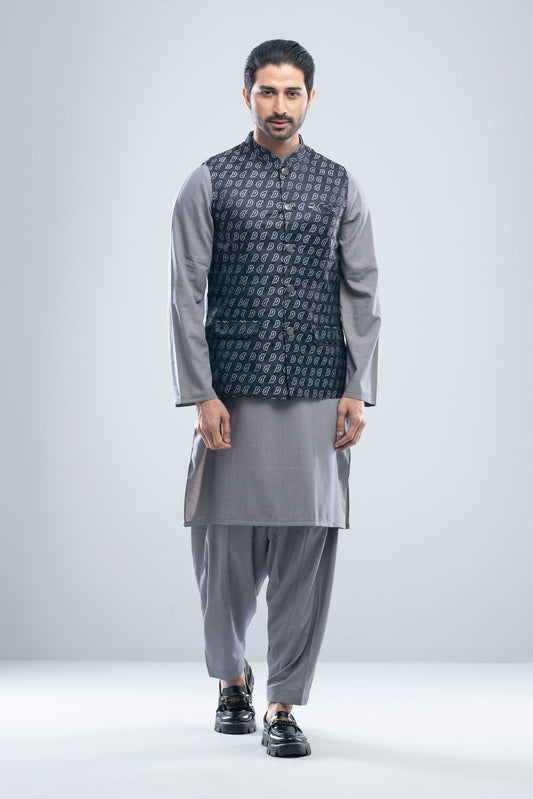 Regular Fit Semi-Formal Jacquard Waistcoat