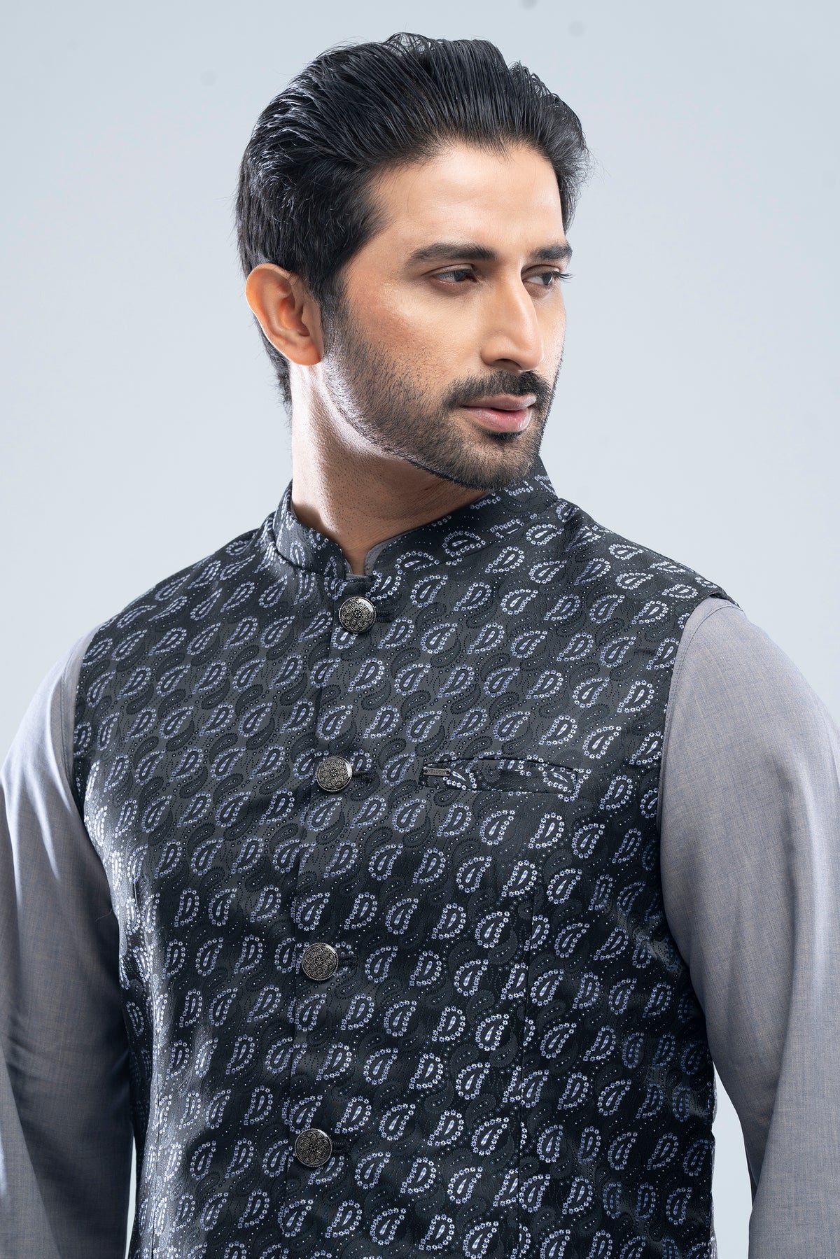 Regular Fit Semi-Formal Jacquard Waistcoat