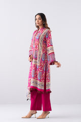Relaxed Fit Printed Three-Piece Lawn with Chiffon Dupatta
