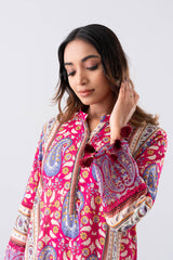 Relaxed Fit Printed Three-Piece Lawn with Chiffon Dupatta