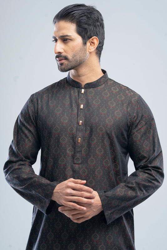 Regular Fit Semi-Formal Jacquard Panjabi