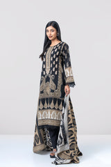 Relaxed Fit Digital Printed Three-Piece Lawn