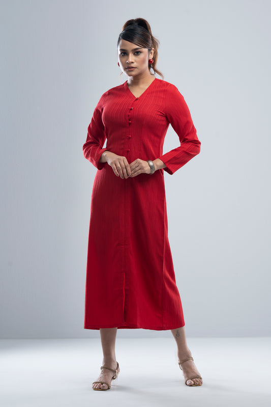 V-Neck Georgette Long Dress