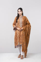 Smart Fit Embroidered Two-Piece Ethnic Set with Silk Dupatta