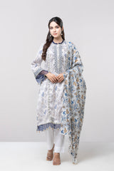 Smart Fit Embroidered Two-Piece Ethnic Set with Silk Dupatta