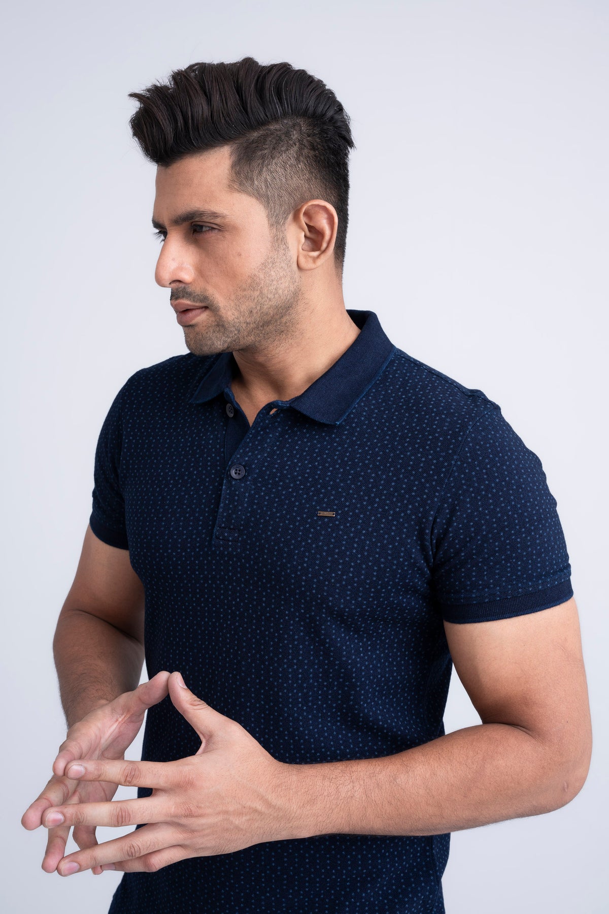 Men's Indigo Laser Printed Polo Shirt