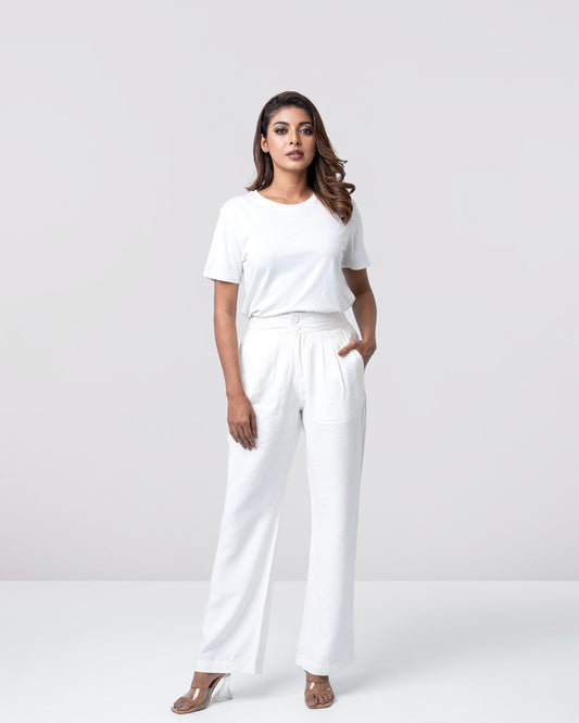 Stright Fit Wide- Leg Twill pant
