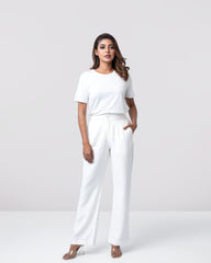 Straight Fit Wide- Leg Twill pant