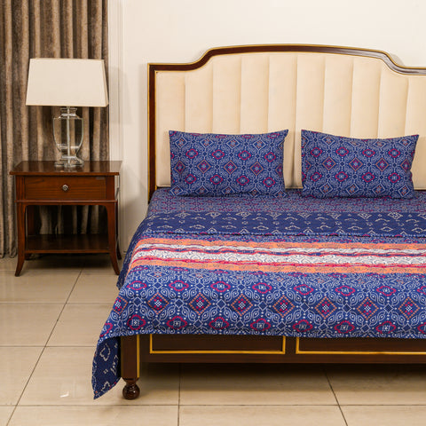 Bed Spread - Navy Blue Floral