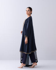 Smart Fit Embroidered Two-Piece Semi Formal Ethnic Set with Organza Dupatta