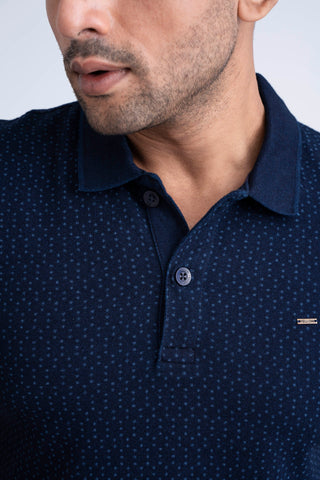 Men's Indigo Laser Printed Polo Shirt