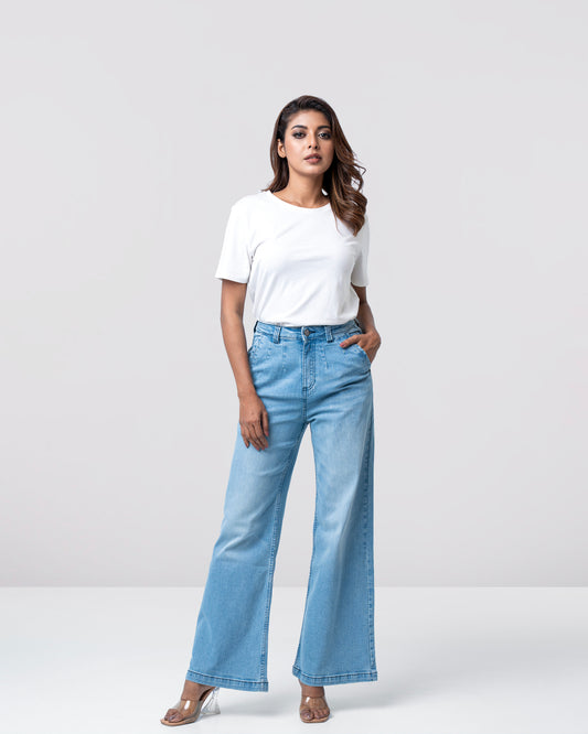 Wide-leg High-Waist Denim