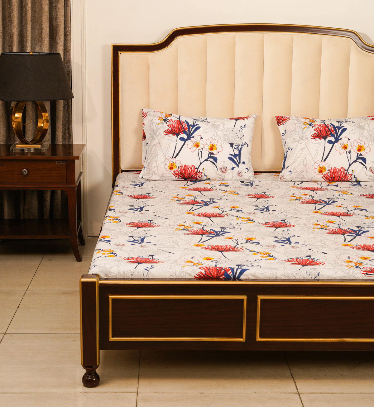 Bedsheets- White Floral (Queen Size)