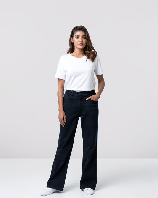 Mid-Waist Bell-Bottom Denim