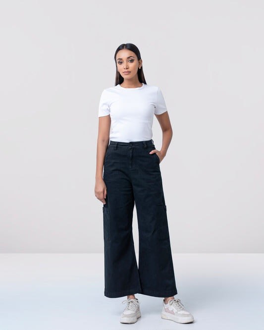 Wide Leg Comfort Stretch Twill Pant