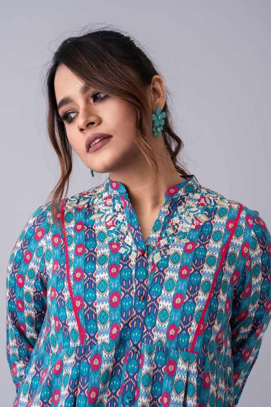 Short-Length Digital Printed Viscose Ethnic Kurti