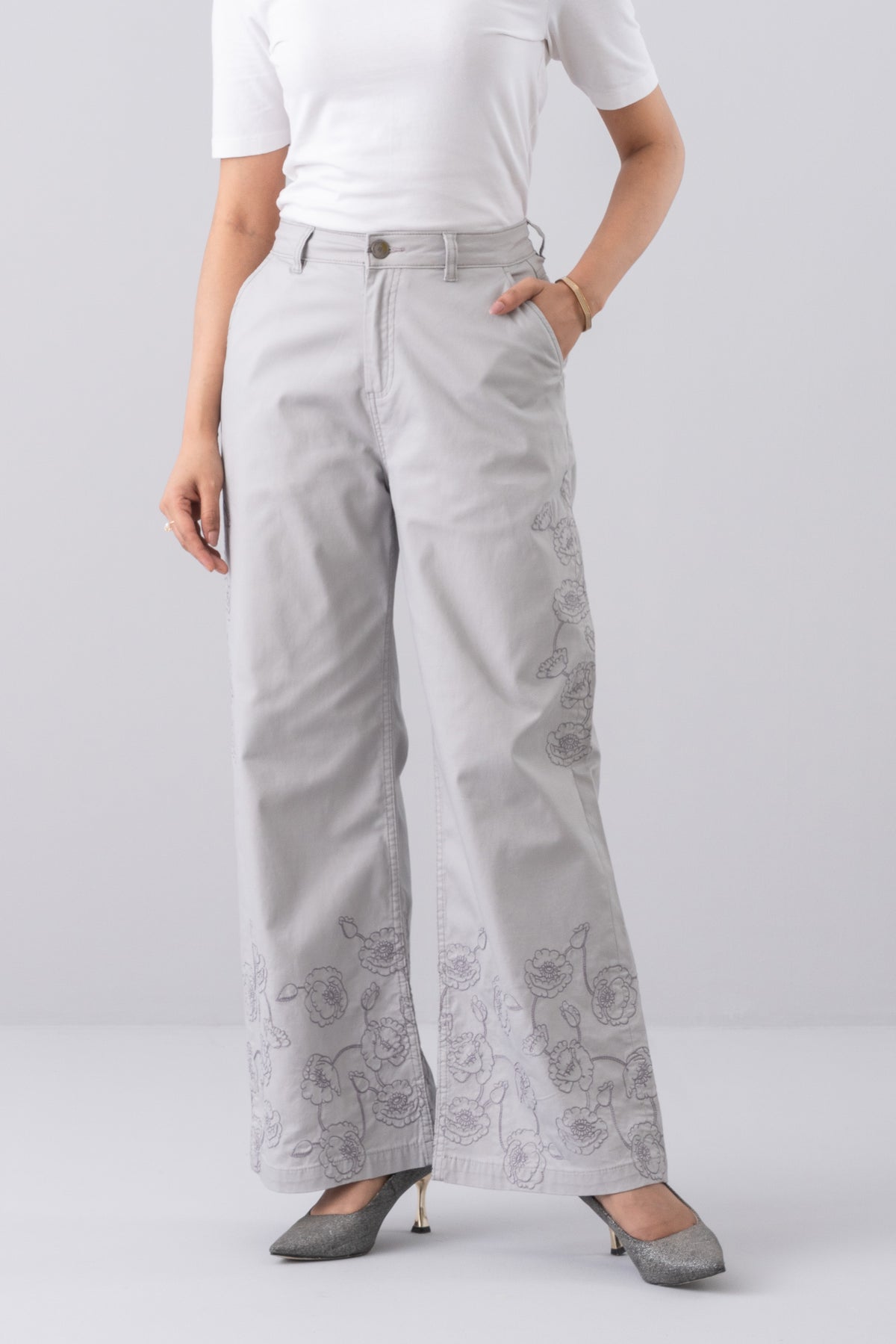 Wide-Leg Fashion Twill Trouser