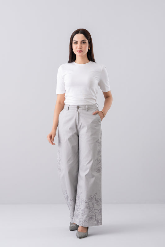 Wide-Leg Fashion Twill Trouser