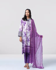 Smart Fit Digital Printed Three-Piece Lawn with Chiffon Dupatta