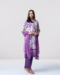 Smart Fit Digital Printed Three-Piece Lawn with Chiffon Dupatta