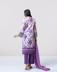 Smart Fit Digital Printed Three-Piece Lawn with Chiffon Dupatta