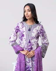 Smart Fit Digital Printed Three-Piece Lawn with Chiffon Dupatta