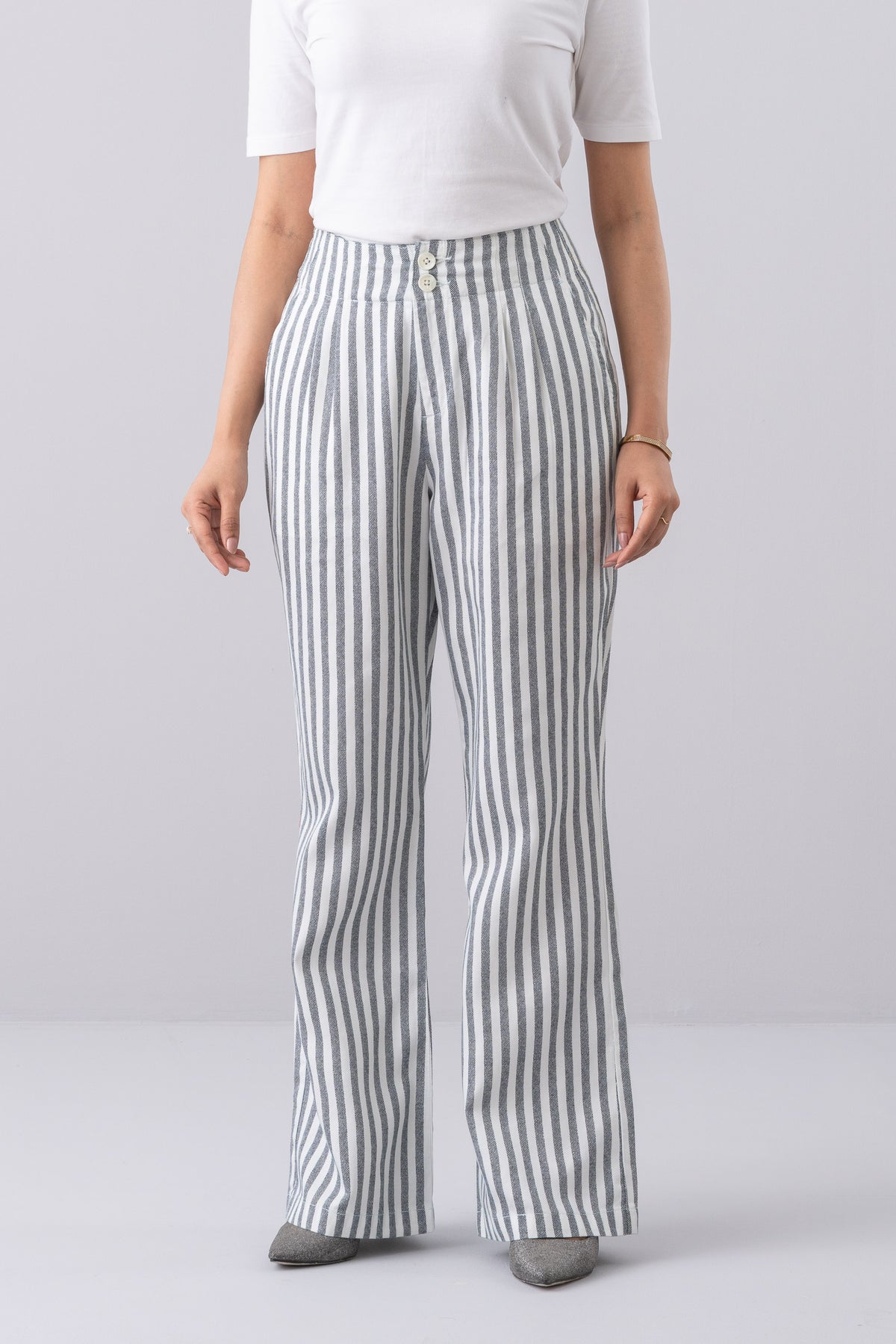 Wide-Leg Textured Stripe Pant
