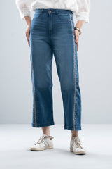 Straight Fit Embroidered Denim