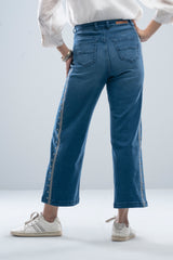 Straight Fit Embroidered Denim