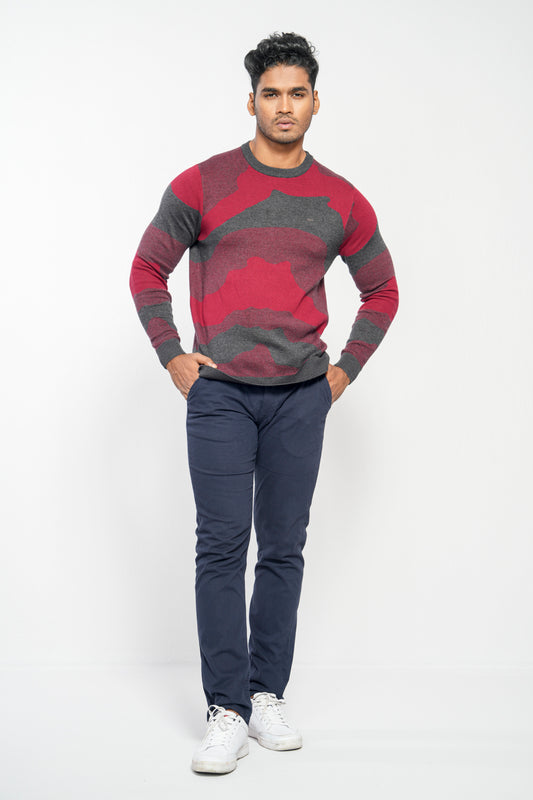Camouflage-Style Jacquard Sweater