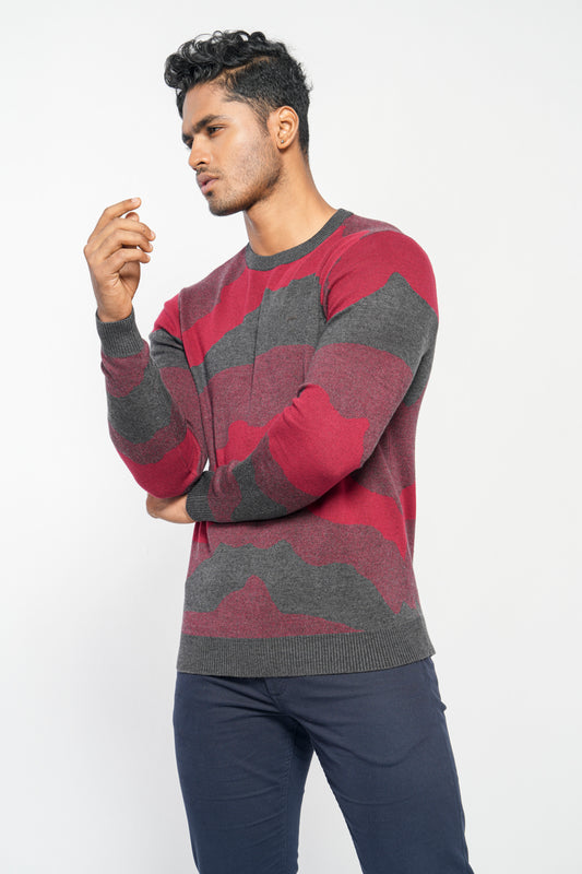 Camouflage-Style Jacquard Sweater